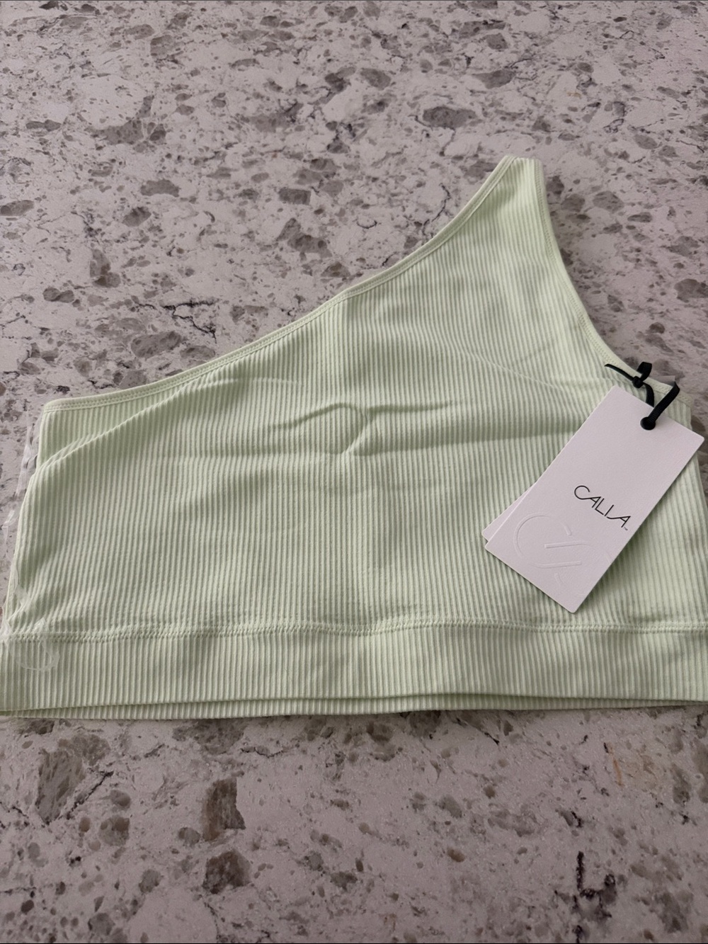 CALIA by Carrie Underwood One-Shoulder Ribbed Crop Tank - Mint Green